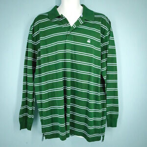 Brooks Brothers Size XL Green Blue Stripe Original Fit Long Sleeve Polo Shirt